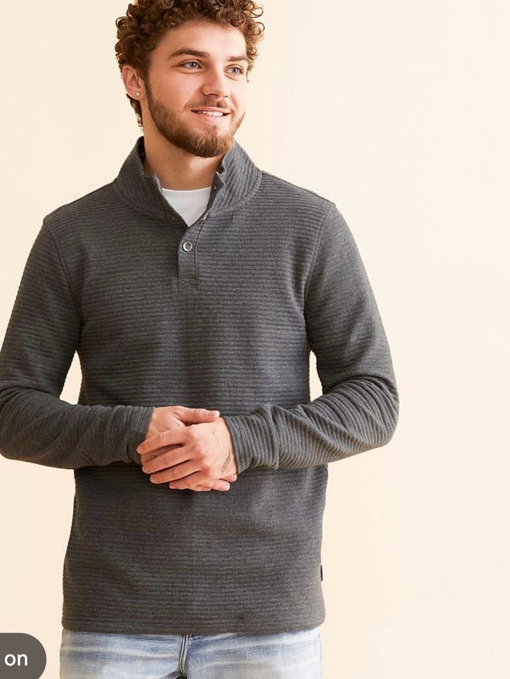 NWT Depart West From Buckle Men's Charcoal Ribbed Quarter-Snap Pullover Large